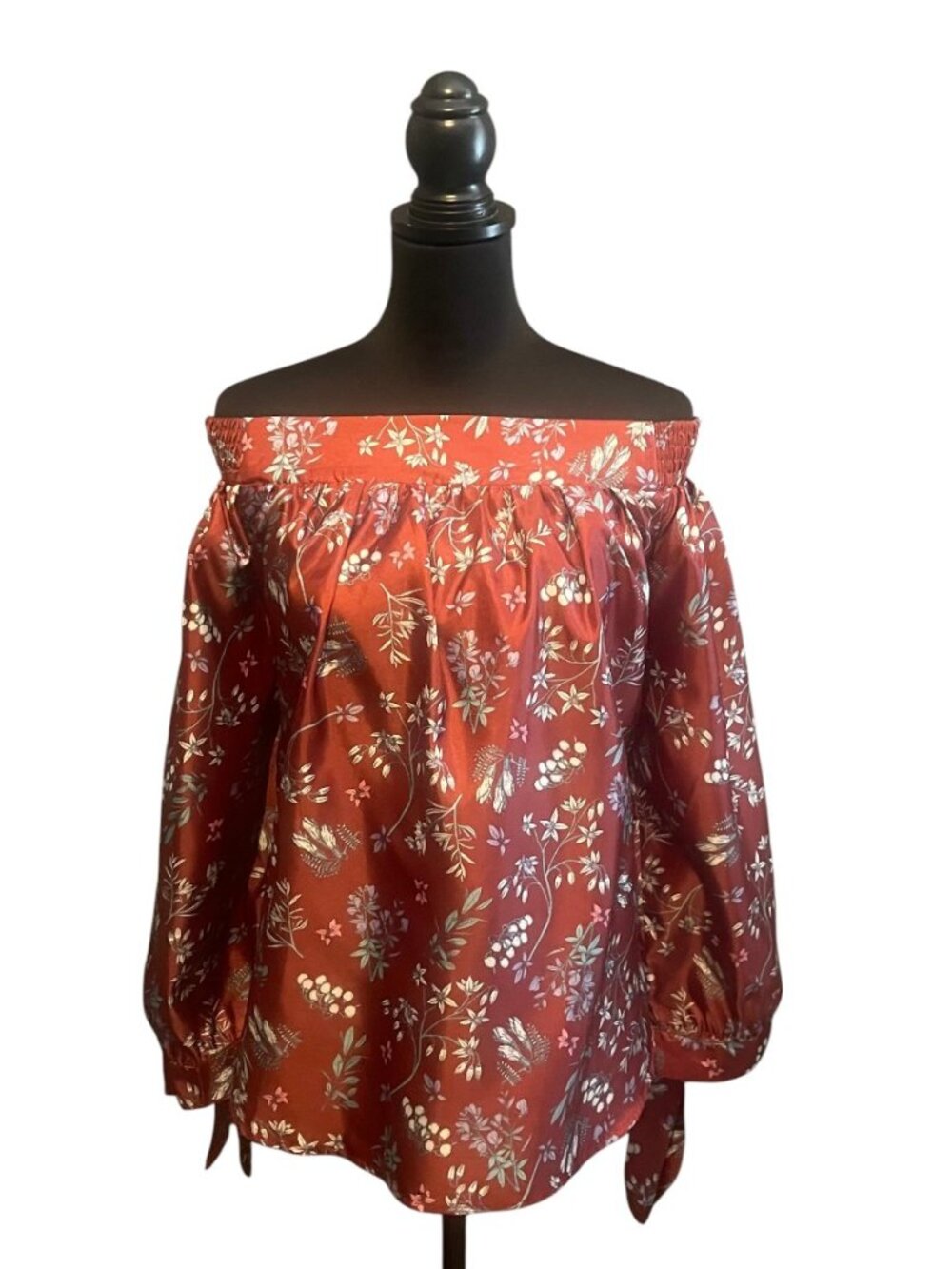 Off-The-Shoulder Satin Like Blouse